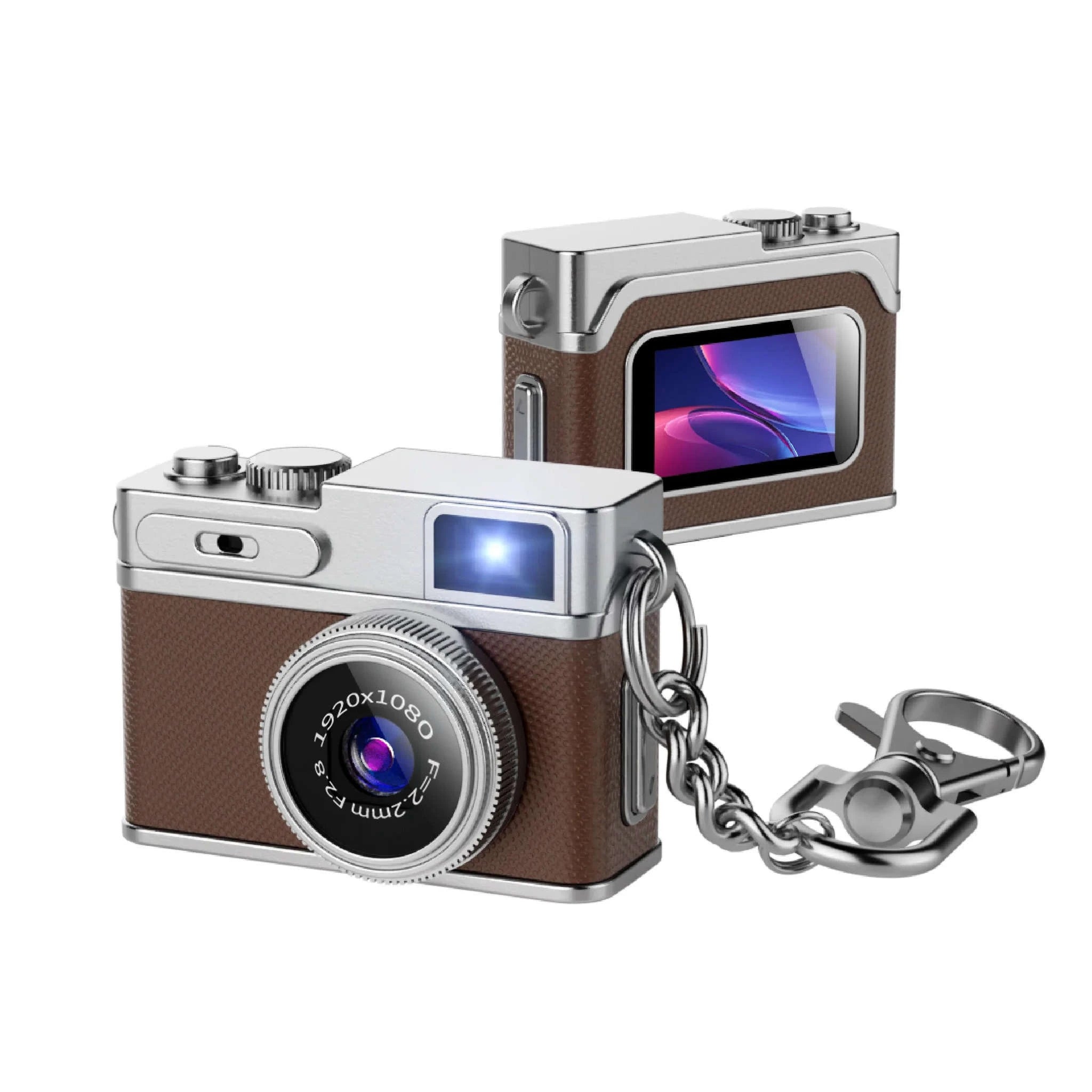 1080P HD Retro Thumb Camera Wearable Portable Mini Keychain Camera-G1 Brown / 32GB TF CARD