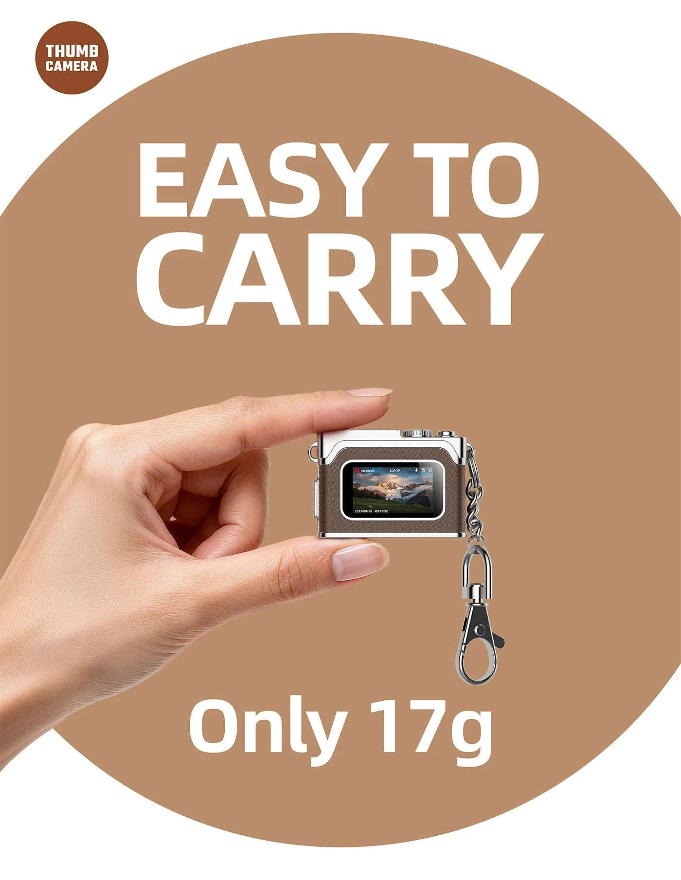 1080P HD Retro Thumb Camera Wearable Portable Mini Keychain Camera-G1 Brown / 32GB TF CARD