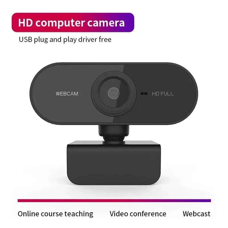1080P HD USB Webcam with Microphone and Tripod-black