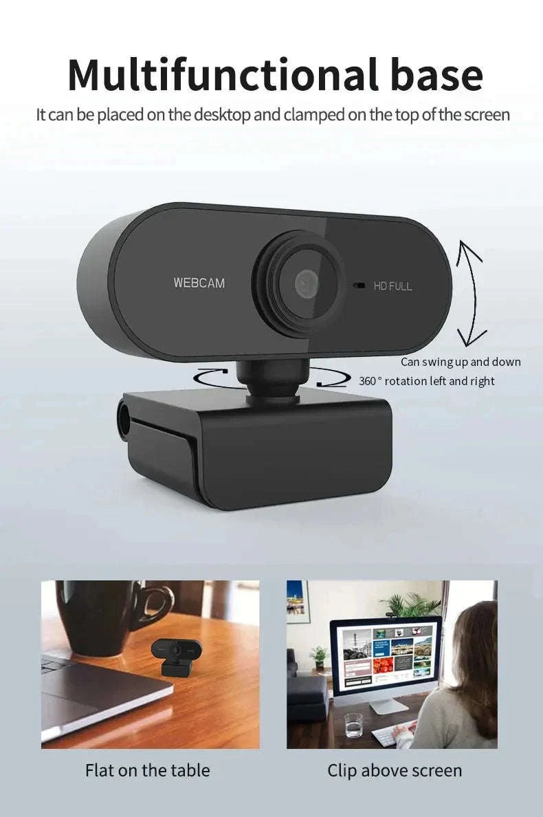 1080P HD USB Webcam with Microphone and Tripod-black