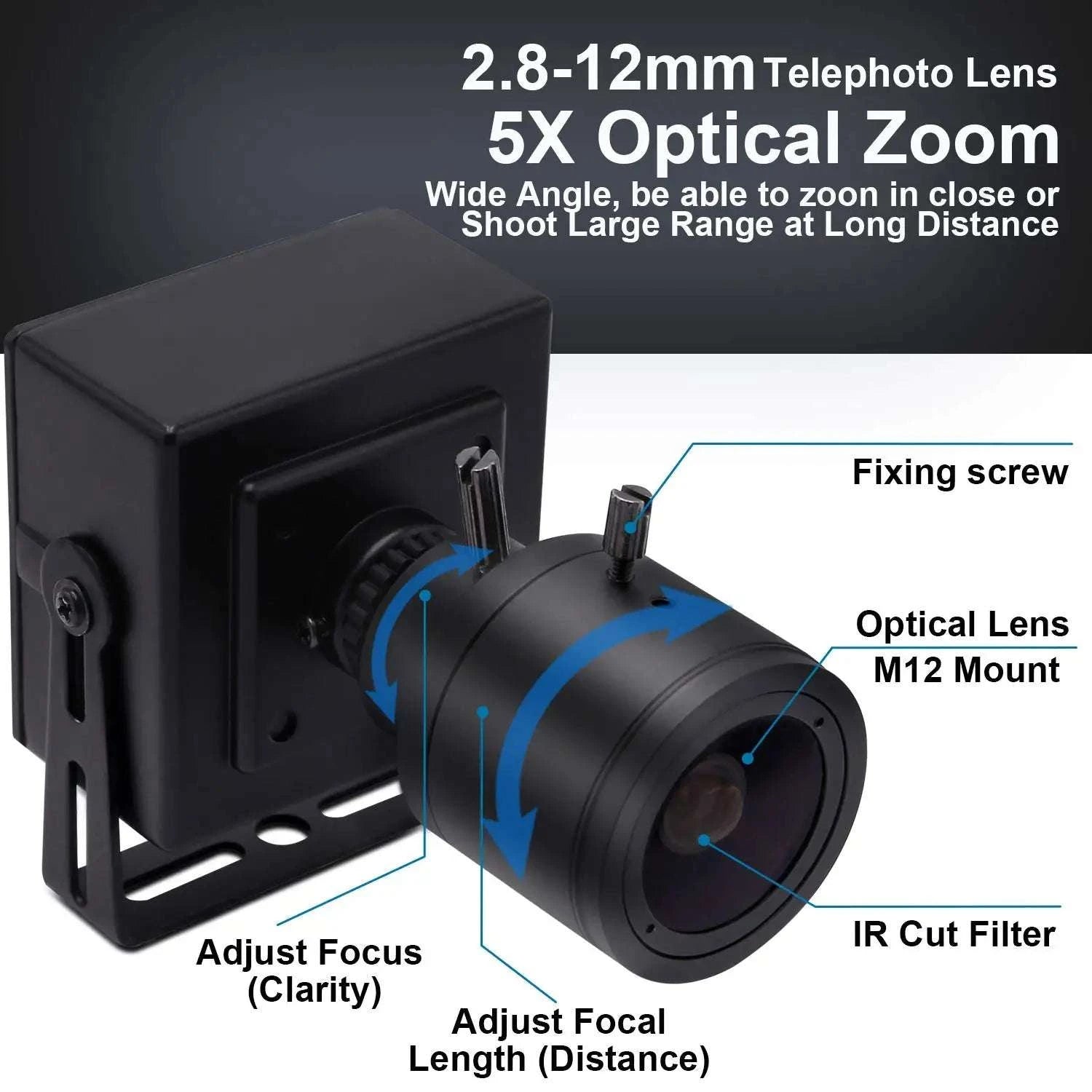 1080P High Speed USB Camera 260FPS 2MP Manual Zoom Webcam-2.8-12mm manual lens