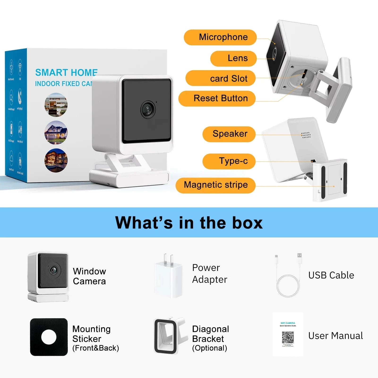1080P Indoor Window Security Camera with 2-Way Audio-1/4" / US Plug / United States