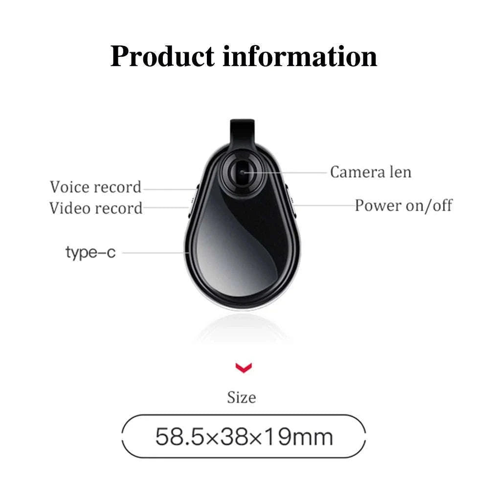 1080P Mini Hidden Camera Necklace with Wide Angle & Audio Recording-V2 / 16G