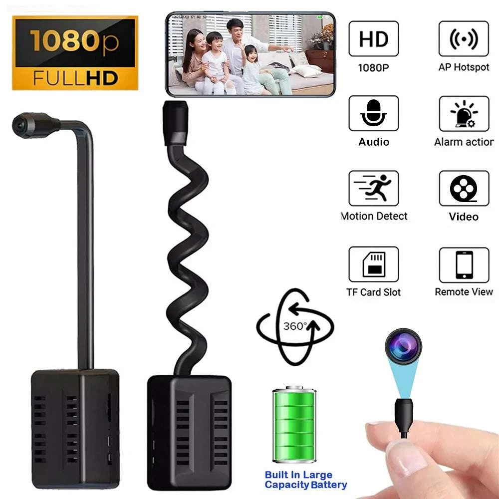 1080P Mini WiFi Security Camera with Motion Alerts & Remote View-Black / No TF Card