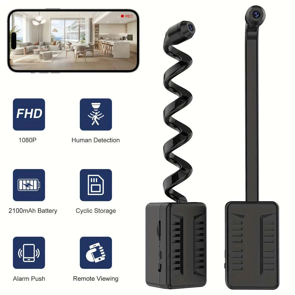 1080P Mini WiFi Security Camera with Motion Alerts & Remote View-Black / No TF Card