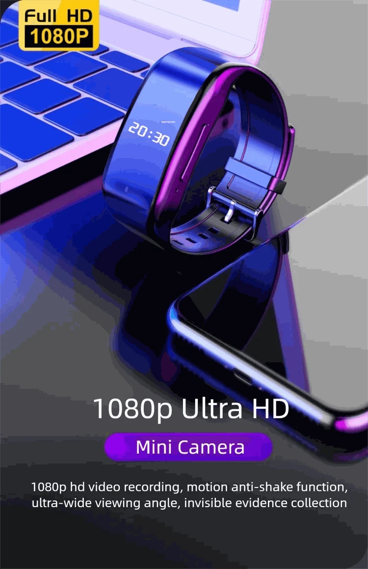1080P Mini Wristband Camera Watch with 3-Hour Recording-black / with 4G / China Mainland