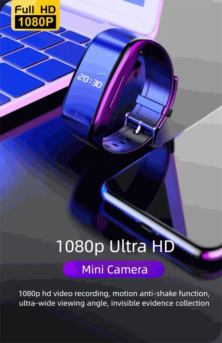 1080P Mini Wristband Camera Watch with 3-Hour Recording-black / with 4G / China Mainland
