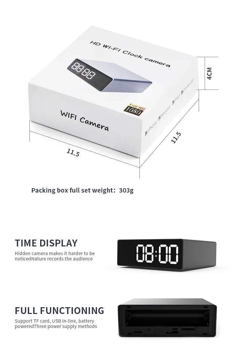 1080P Night Vision Clock Camera for Discreet Home Security-With 32G SD Card