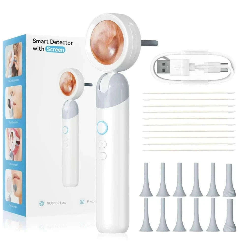 1080P Otoscope Ear Camera with Screen and LED Lights for Clear Inspection-WHITE / United States