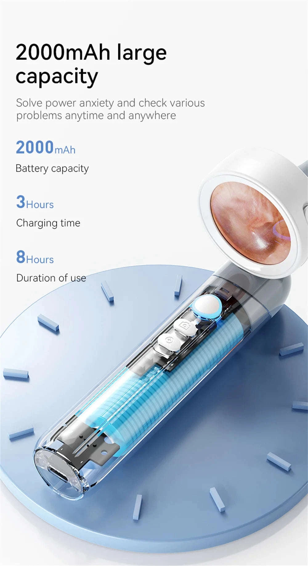 1080P Otoscope Ear Camera with Screen and LED Lights for Clear Inspection-WHITE / United States