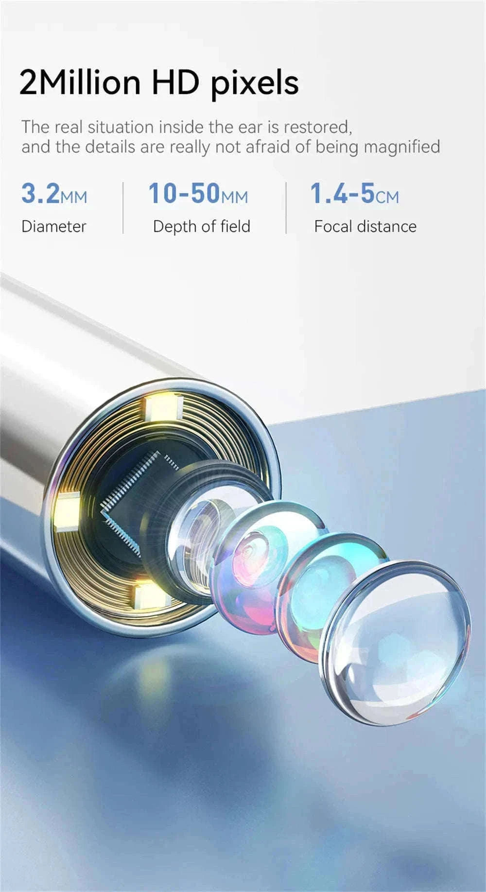 1080P Otoscope Ear Camera with Screen and LED Lights for Clear Inspection-WHITE / United States