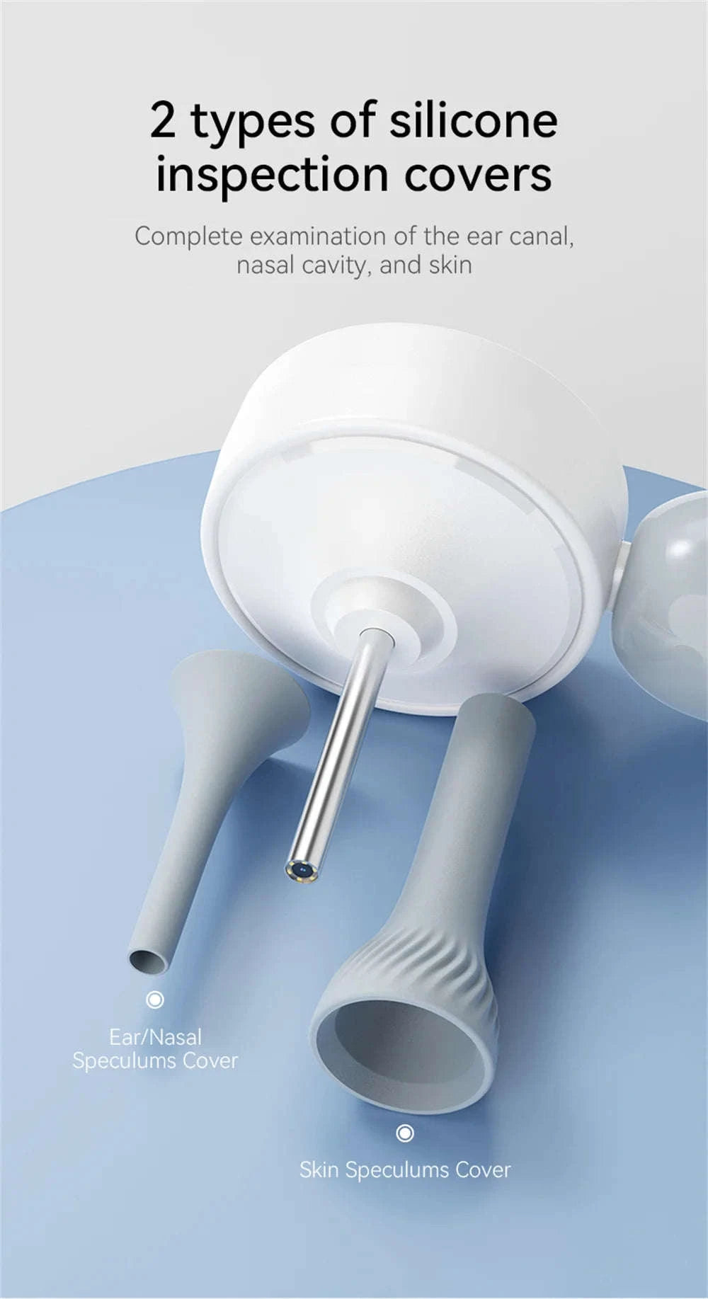 1080P Otoscope Ear Camera with Screen and LED Lights for Clear Inspection-WHITE / United States