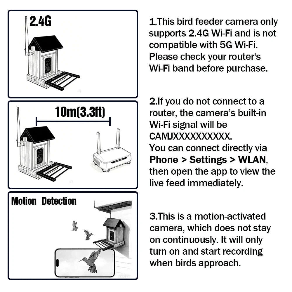 1080P Solar Bird Feeder Camera with Night Vision-Feeder Cam / China Mainland