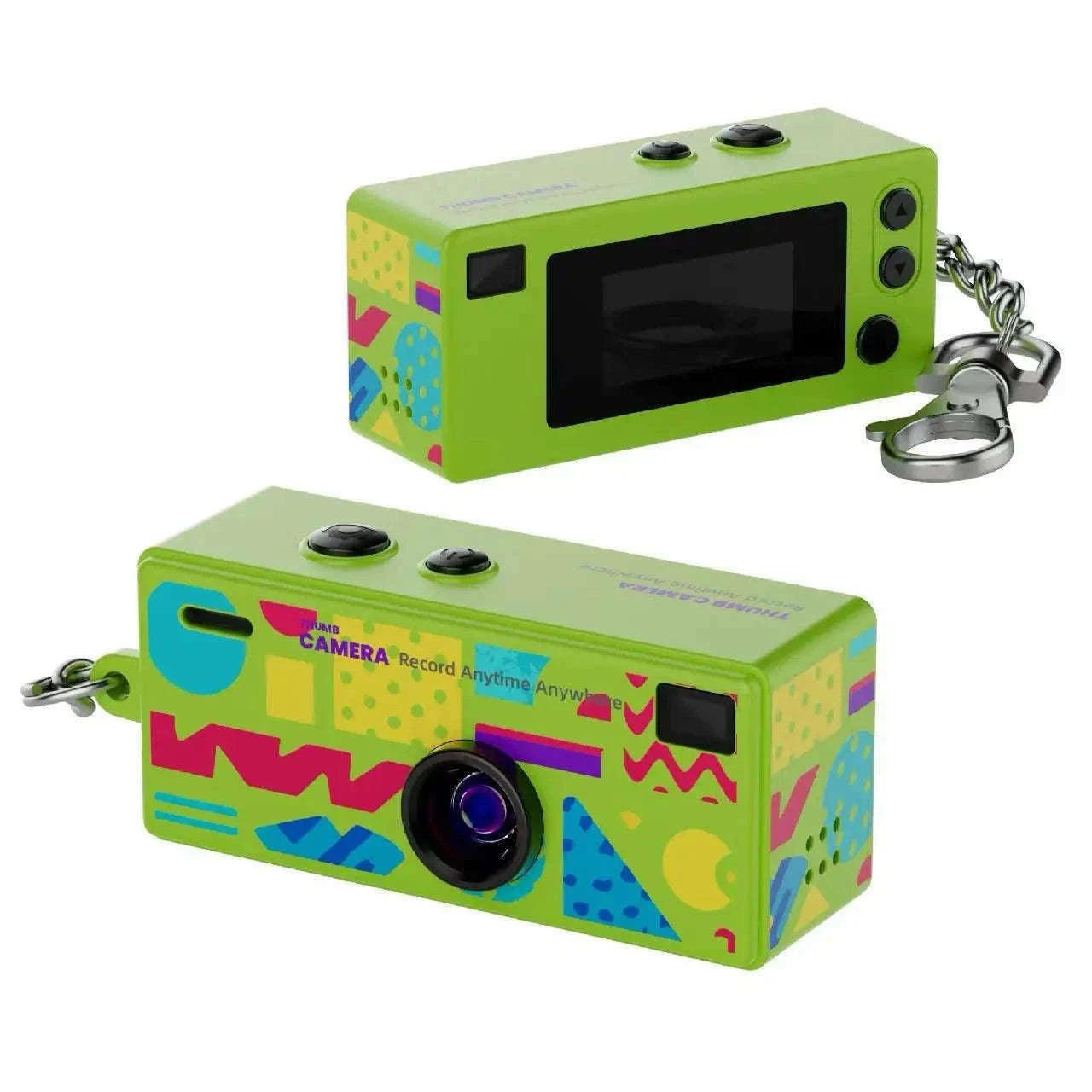 1080P Thumb Keychain Camera with 0.96-Inch Display-Yellow / No TF card