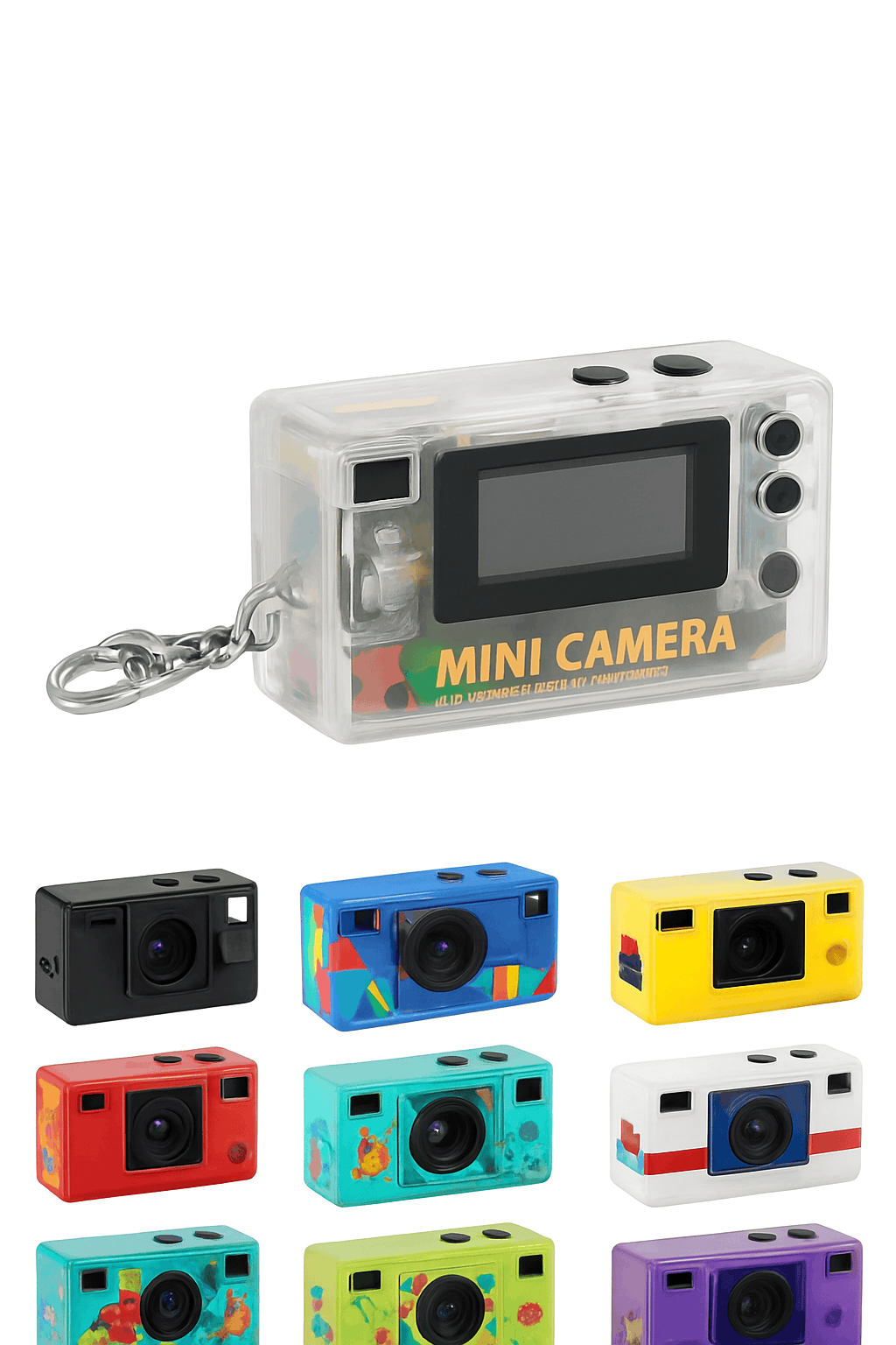 1080P Thumb Keychain Camera with 0.96-Inch Display-Yellow / No TF card