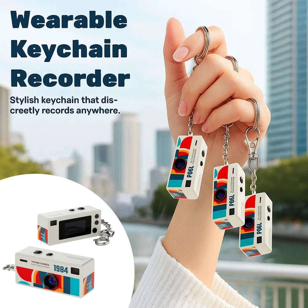 1080P Thumb Keychain Camera with 0.96-Inch Display-Yellow / No TF card