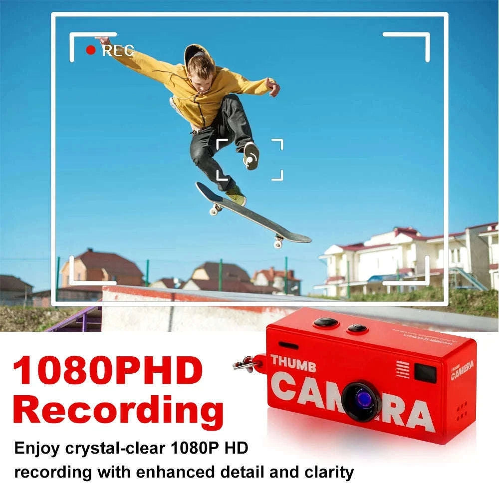 1080P Thumb Keychain Camera with 0.96-Inch Display-Yellow / No TF card