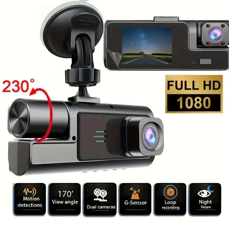 1080P Triple Lens Dash Cam Front Interior Rear with Night Vision-front inside rear / United States