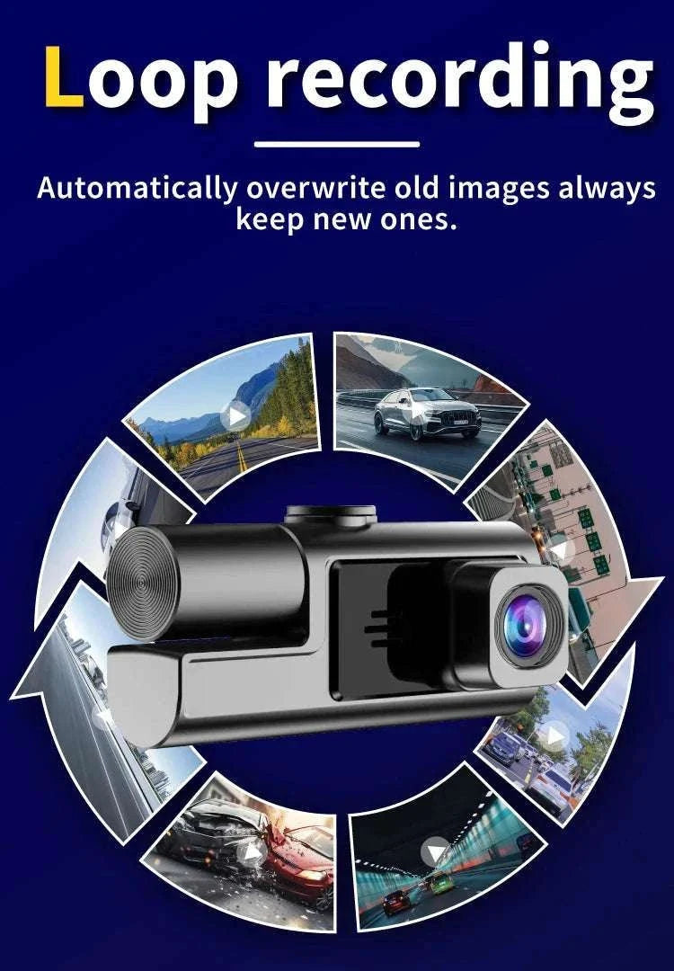 1080P Triple Lens Dash Cam Front Interior Rear with Night Vision-front inside rear / United States