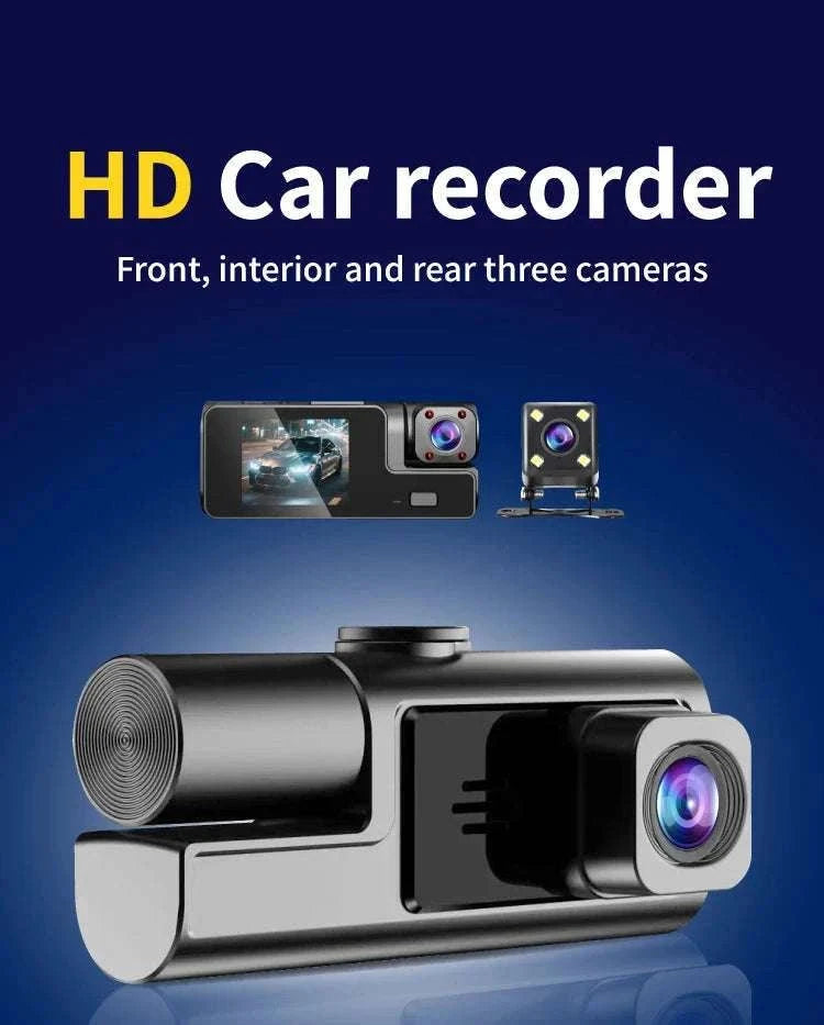 1080P Triple Lens Dash Cam Front Interior Rear with Night Vision-front inside rear / United States