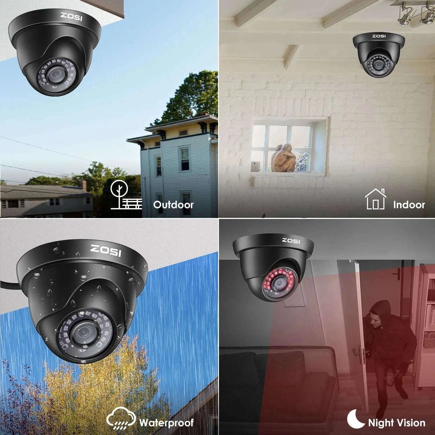 1080P TVI Dome Security Camera with Night Vision and IP66-black / Poland