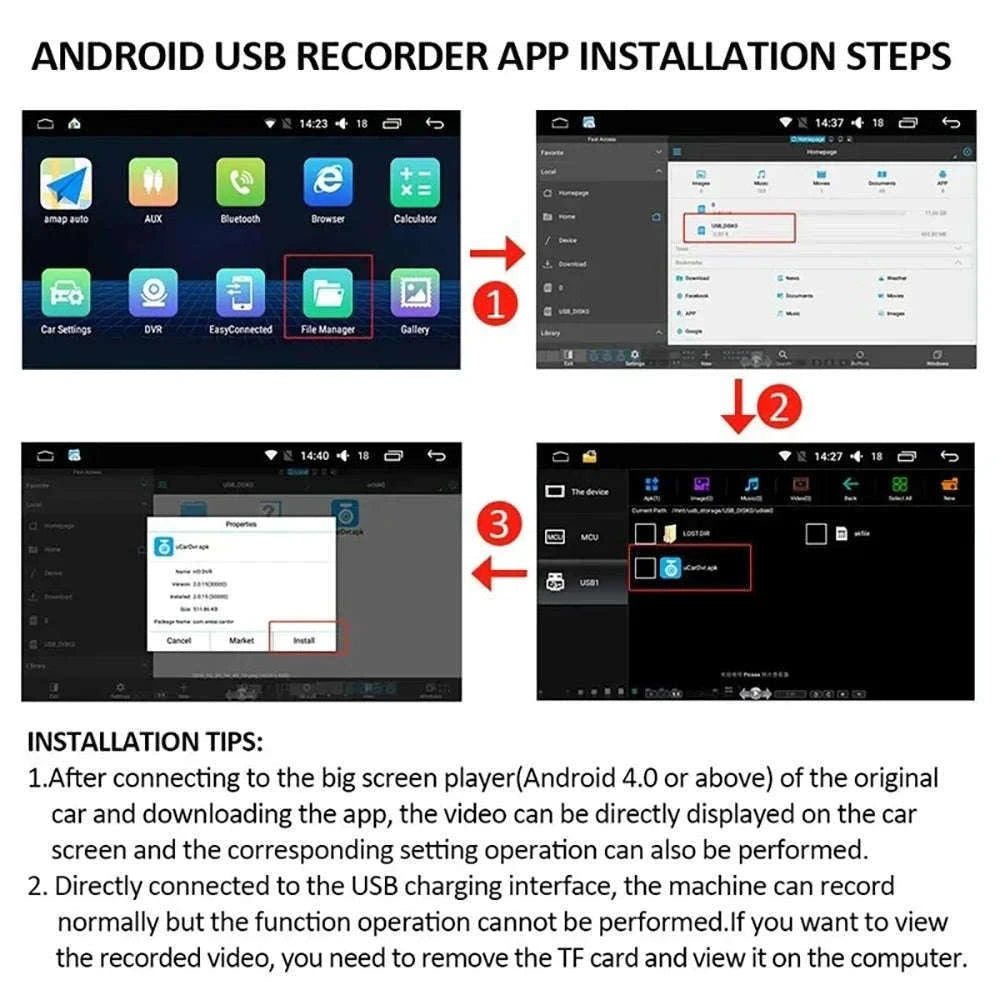 1080P USB Dash Camera with ADAS Alerts for Android Head Units-NO Card