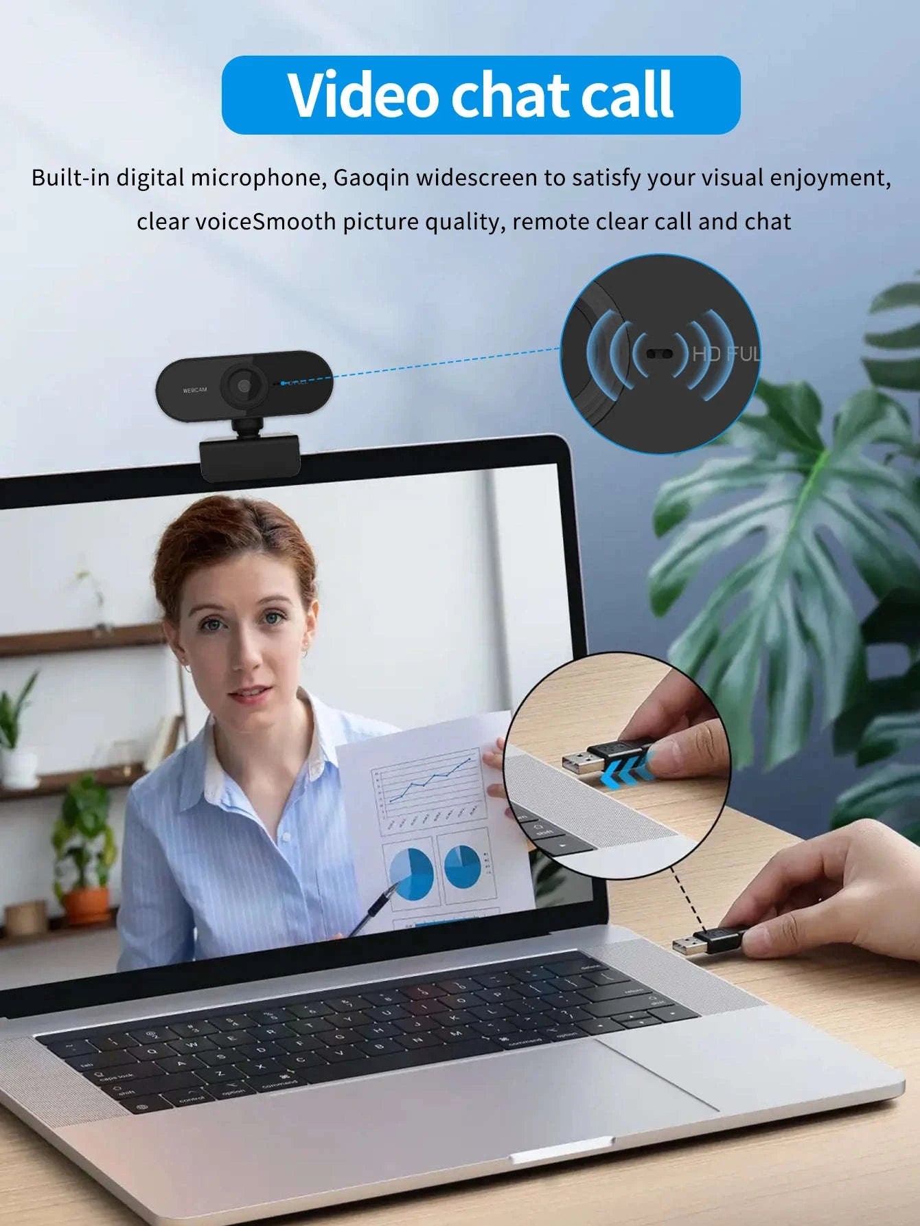 1080P USB Webcam with Autofocus for Calls and Live Streaming-black / United States