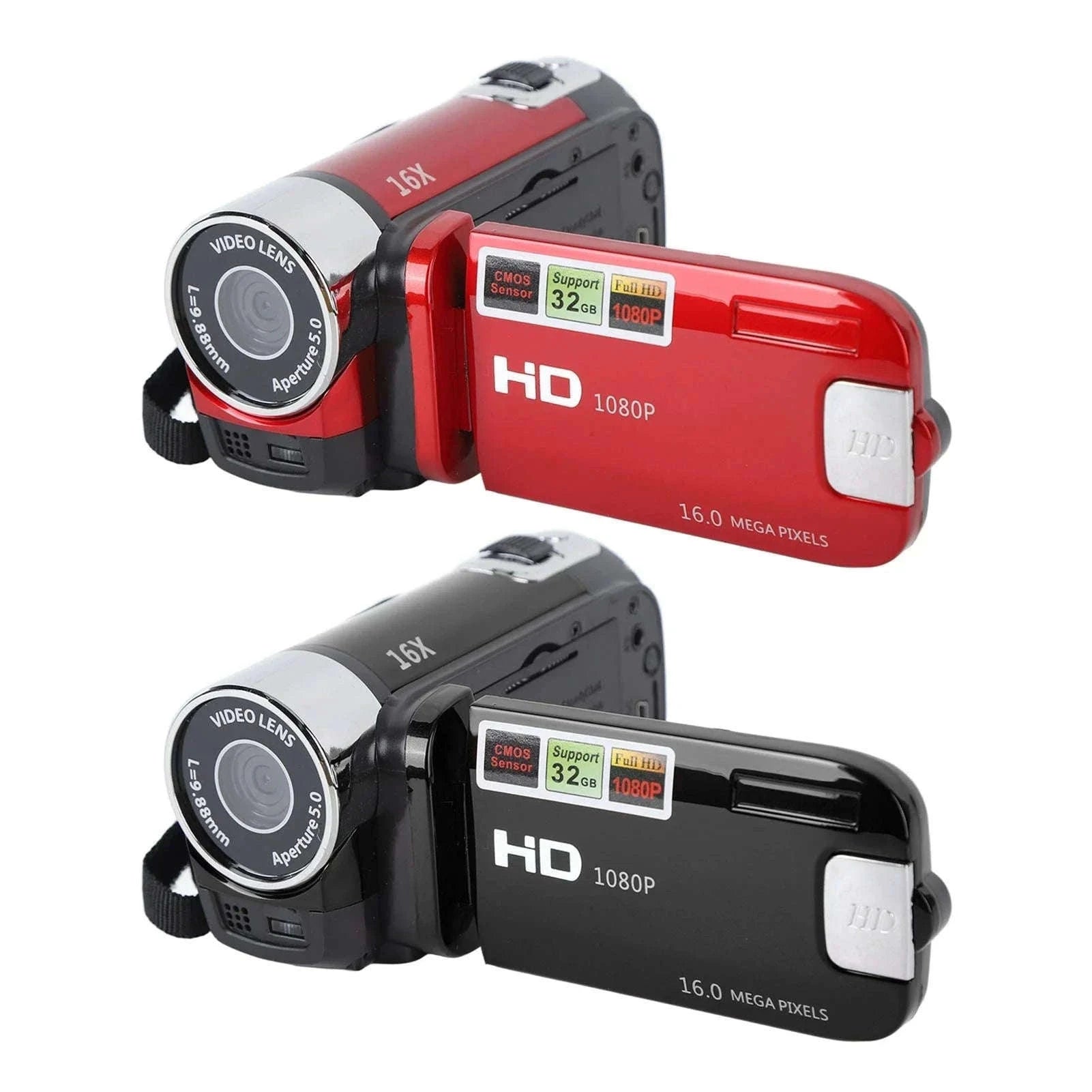 1080P Vlogging Camera with 2.7" Rotatable Screen & 16x Zoom-Black / with 32G Card