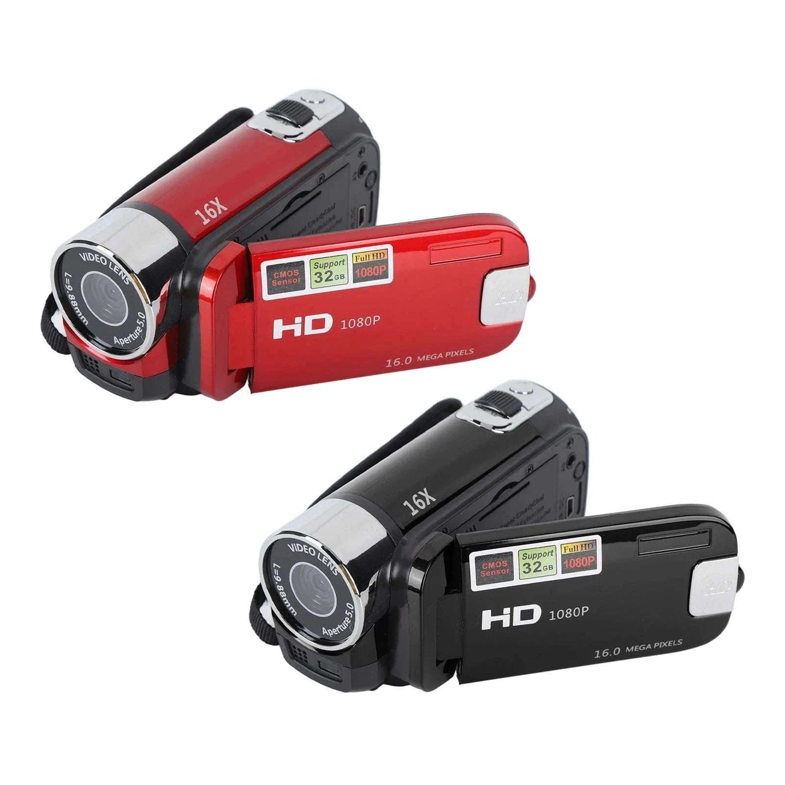 1080P Vlogging Camera with 2.7" Rotatable Screen & 16x Zoom-Black / with 32G Card