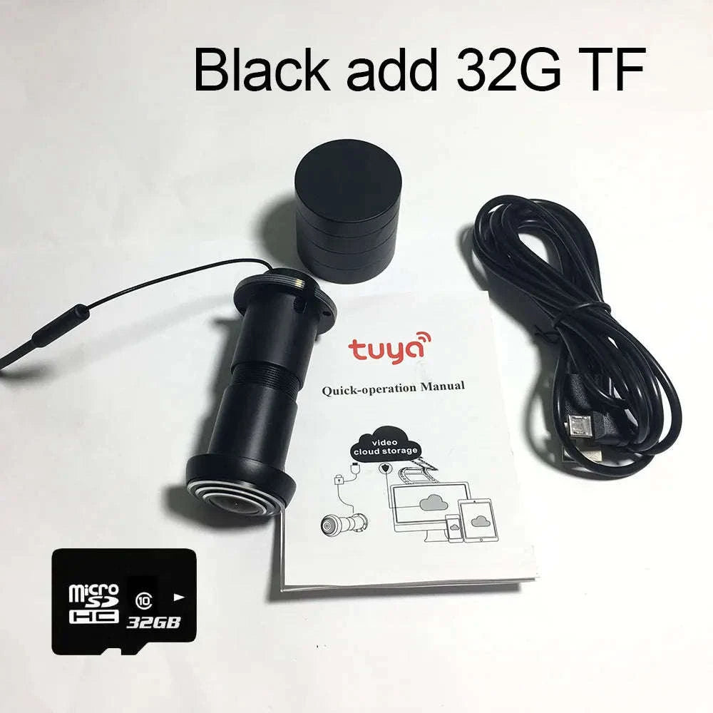 1080p Wi-Fi Peephole Door Camera with Night Vision & Motion Alerts-add 32G TF
