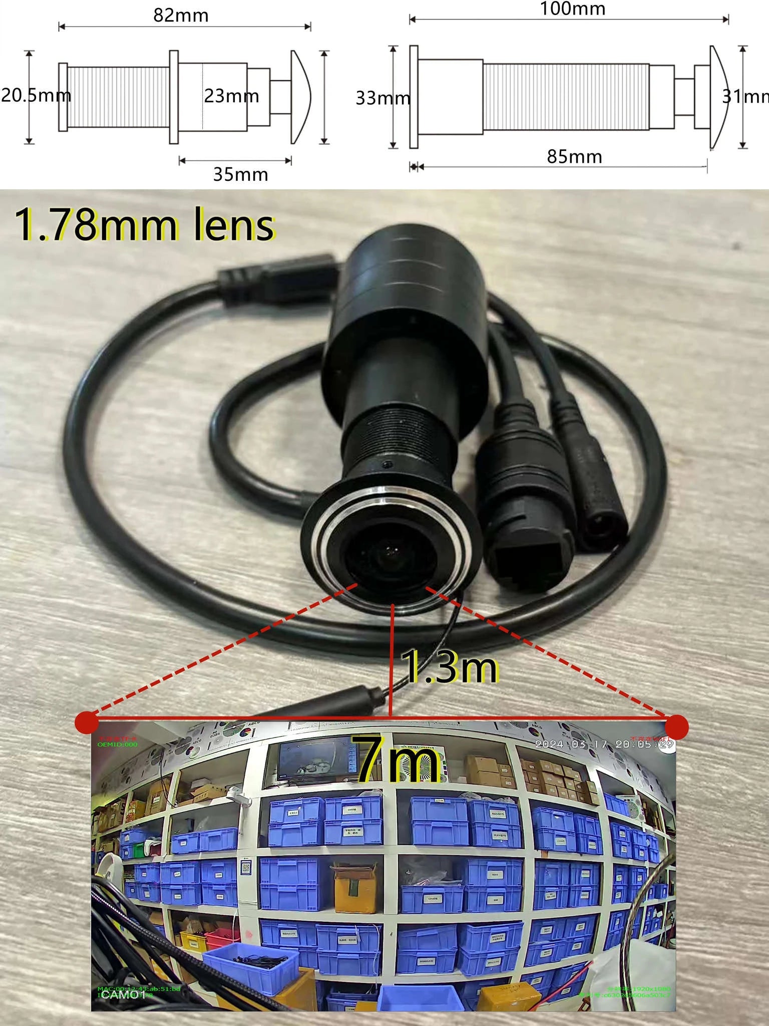 1080P Wide-Angle Peephole Security Camera with Motion Detection-150 degree view