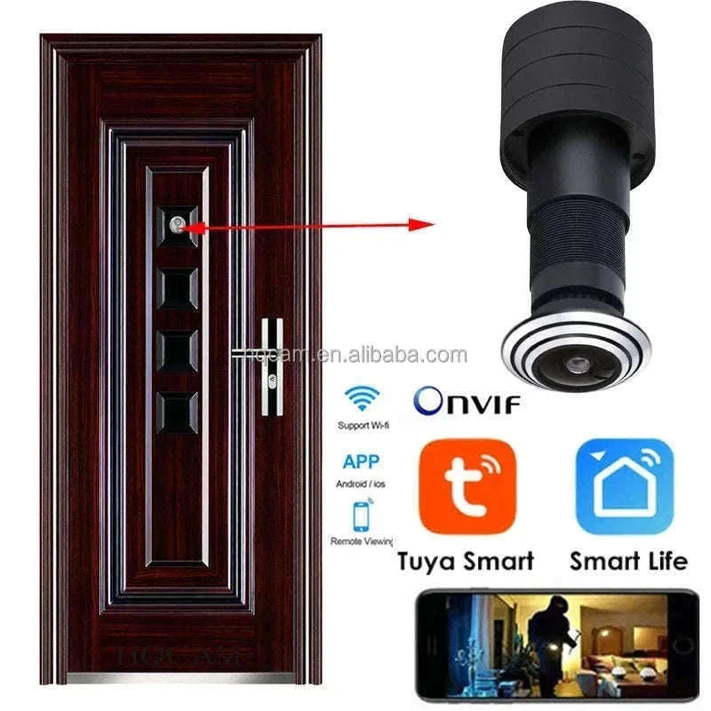 1080P WiFi Door Peephole Camera with 160° Wide Angle-EU Plug