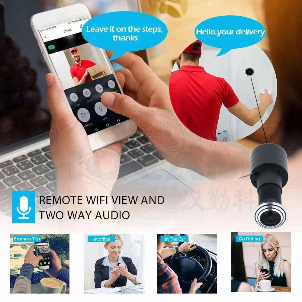 1080P WiFi Door Peephole Camera with 160° Wide Angle-EU Plug