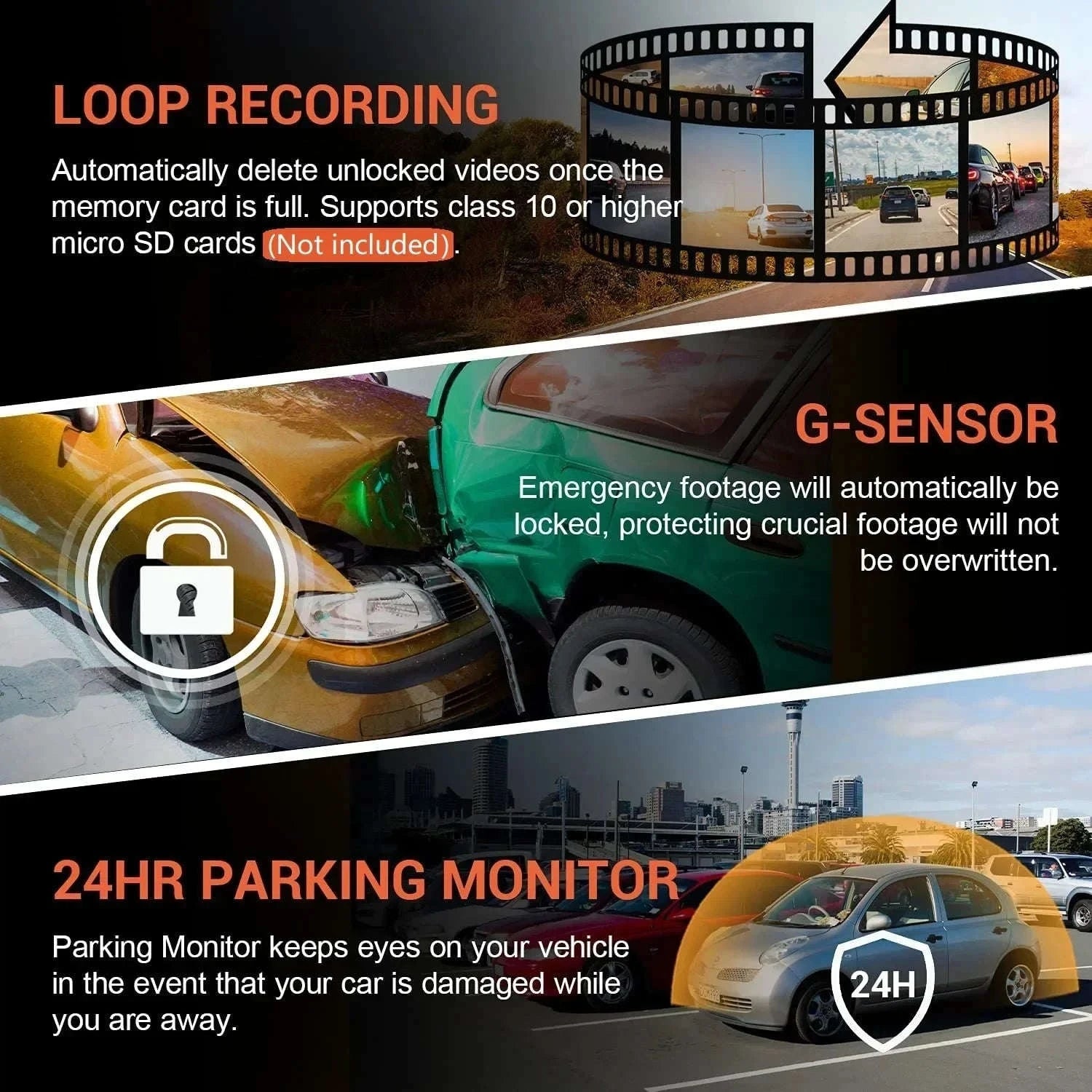 1080P WiFi Dual Camera Dash Cam-Dash Cam / No SD Card