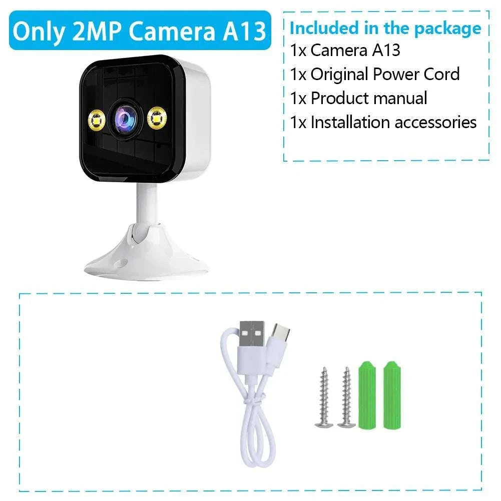 1080P WiFi Security Camera Indoor Outdoor IP66 Night Vision-A13-32GB SD Card / UK Plug