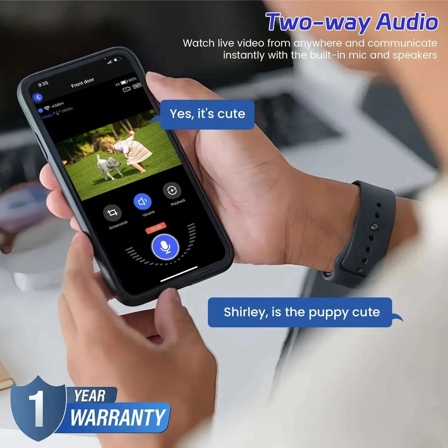 1080P Wireless Doorbell Camera with AI Detection & Night Vision-United States
