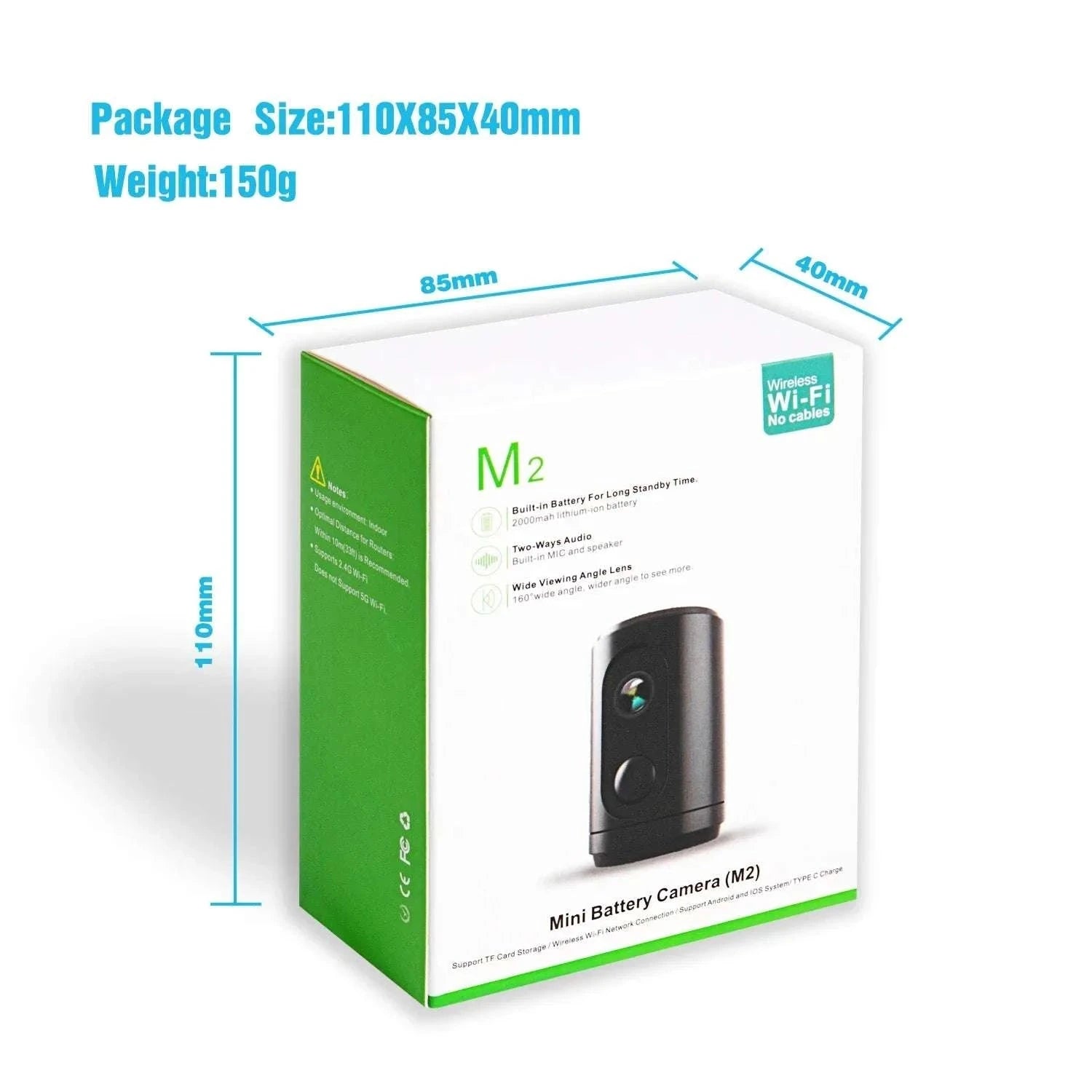 1080P Wireless Mini Security Camera with PIR Motion Detection-64GB