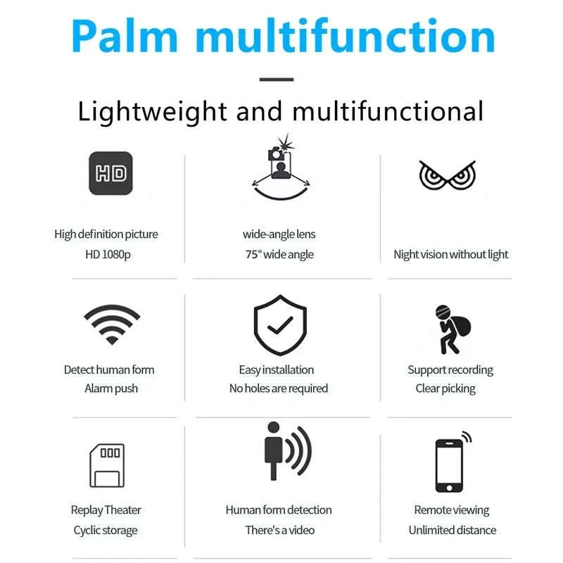 1080P Wireless WiFi Mini Indoor Security Camera with Night Vision and Motion Detection-No Battery / Camera Add 64G