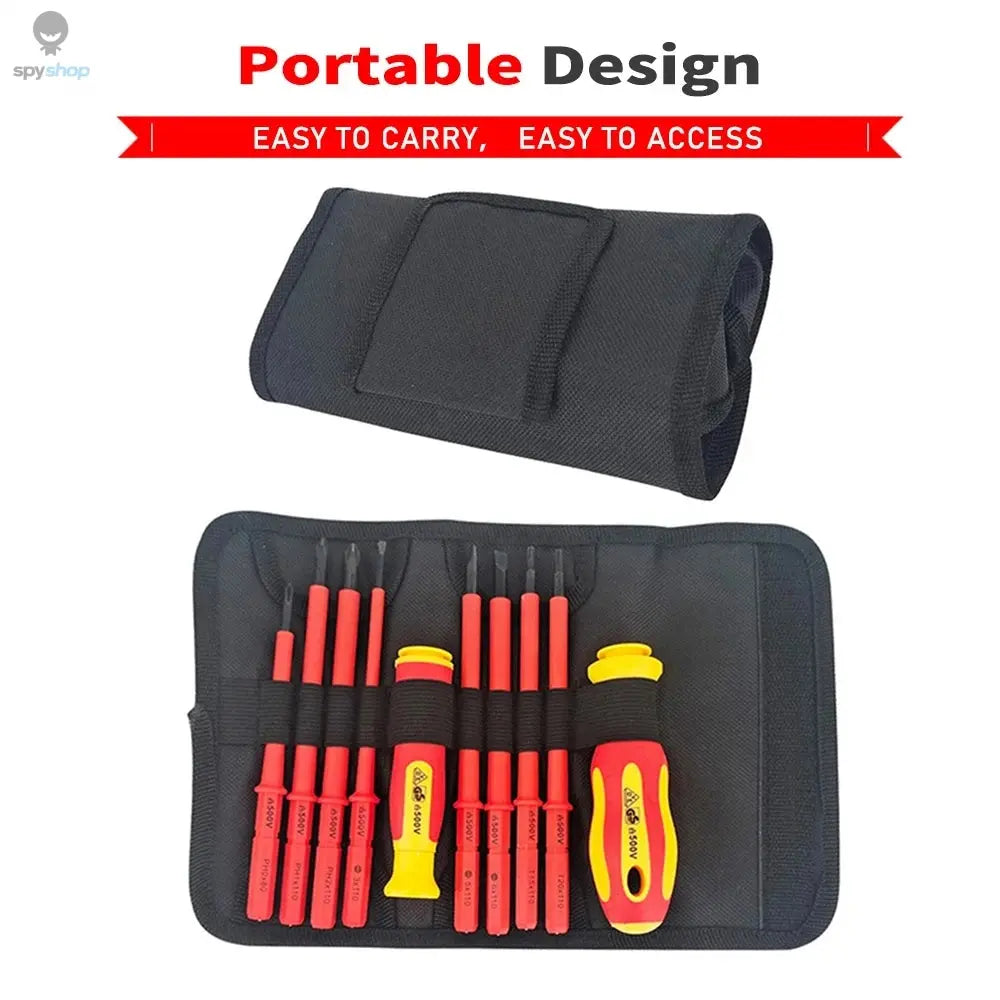 10Pcs Interchangeable Blade VDE Insulated Screwdriver Set with Case Magnetic 500V Home and Professional Use Electricians Tools Spy-shop.com