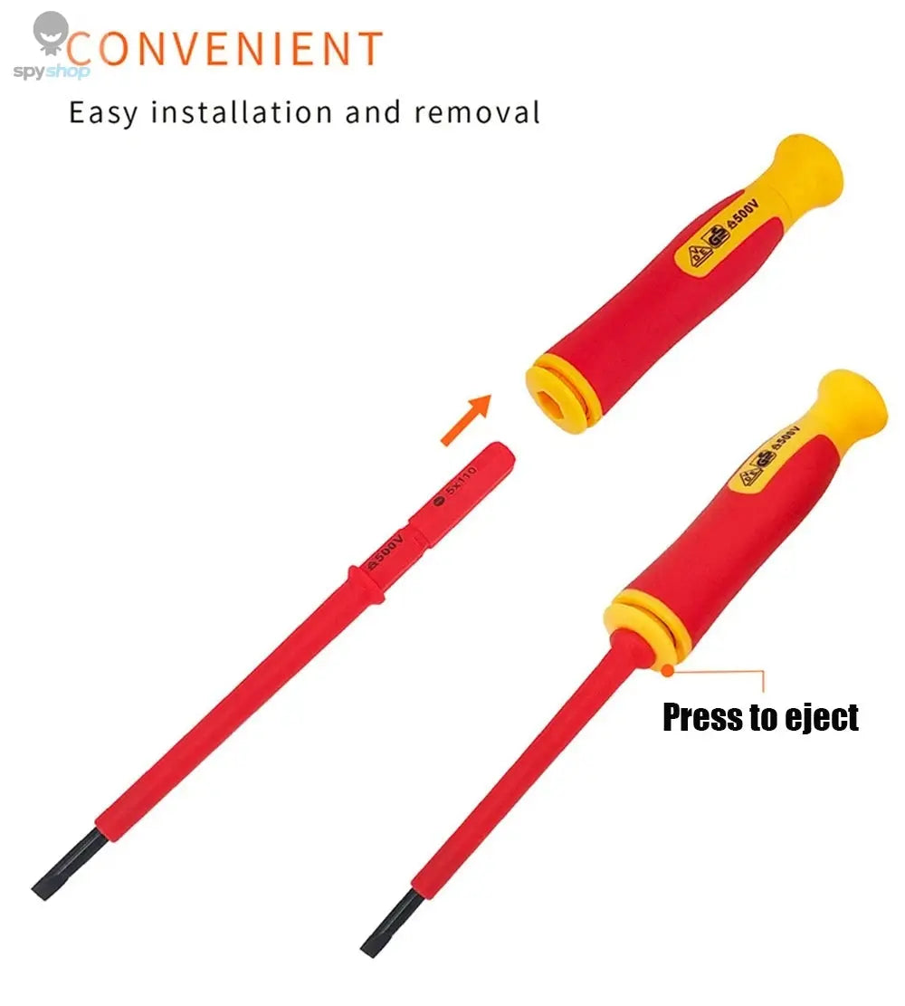 10Pcs Interchangeable Blade VDE Insulated Screwdriver Set with Case Magnetic 500V Home and Professional Use Electricians Tools Spy-shop.com