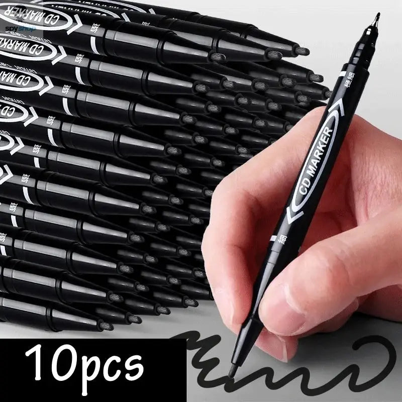 10Pcs/set Double Tip Art Black Blue ink Permanent Paint Marker Pen for Plastic Wood Stone Metal Glass Doodling Marking Graffiti Spy-shop.com