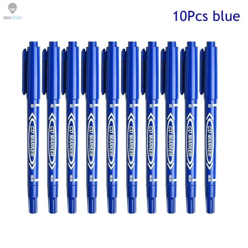 10Pcs/set Double Tip Art Black Blue ink Permanent Paint Marker Pen for Plastic Wood Stone Metal Glass Doodling Marking Graffiti Spy-shop.com