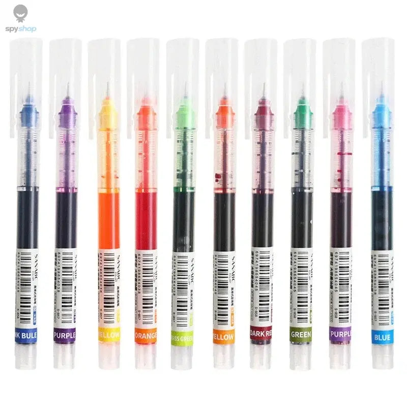 10Pcs/set High Quality Needle Type Gel Pens Straight Liquid Ballpoint Pen Kawaii Stationery School Office Supplies Writing Spy-shop.com