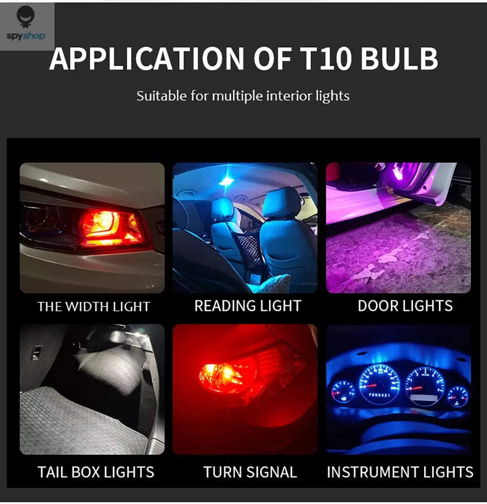 10X New W5W LED Canbus T10 Car Lights COB Glass Interior Parts Bulbs 6000K White Auto License Plate Lamp Dome Read Light 12V Spy-shop.com
