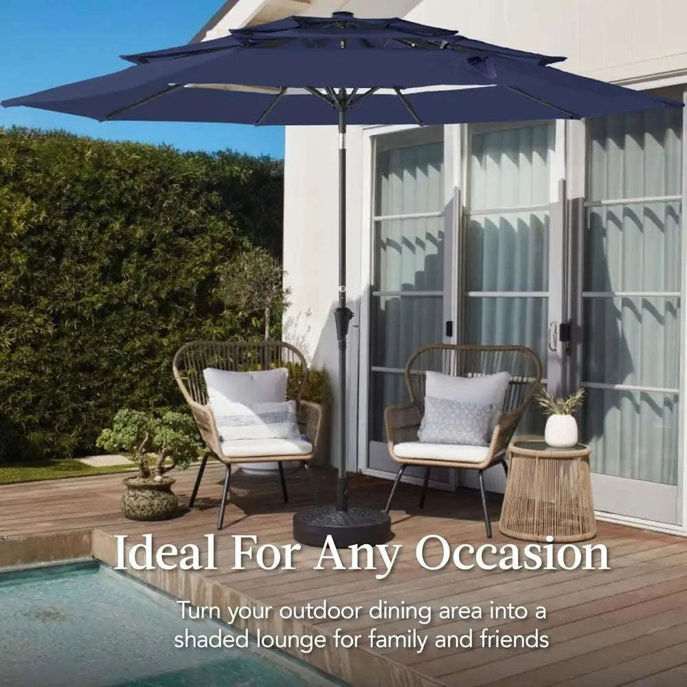 10ft 3-Tier Patio Umbrella with Crank Lift for Outdoor Shade-United States
