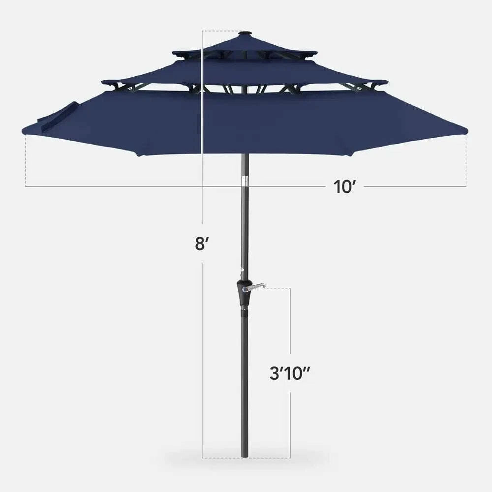 10ft 3-Tier Patio Umbrella with Crank Lift for Outdoor Shade-United States