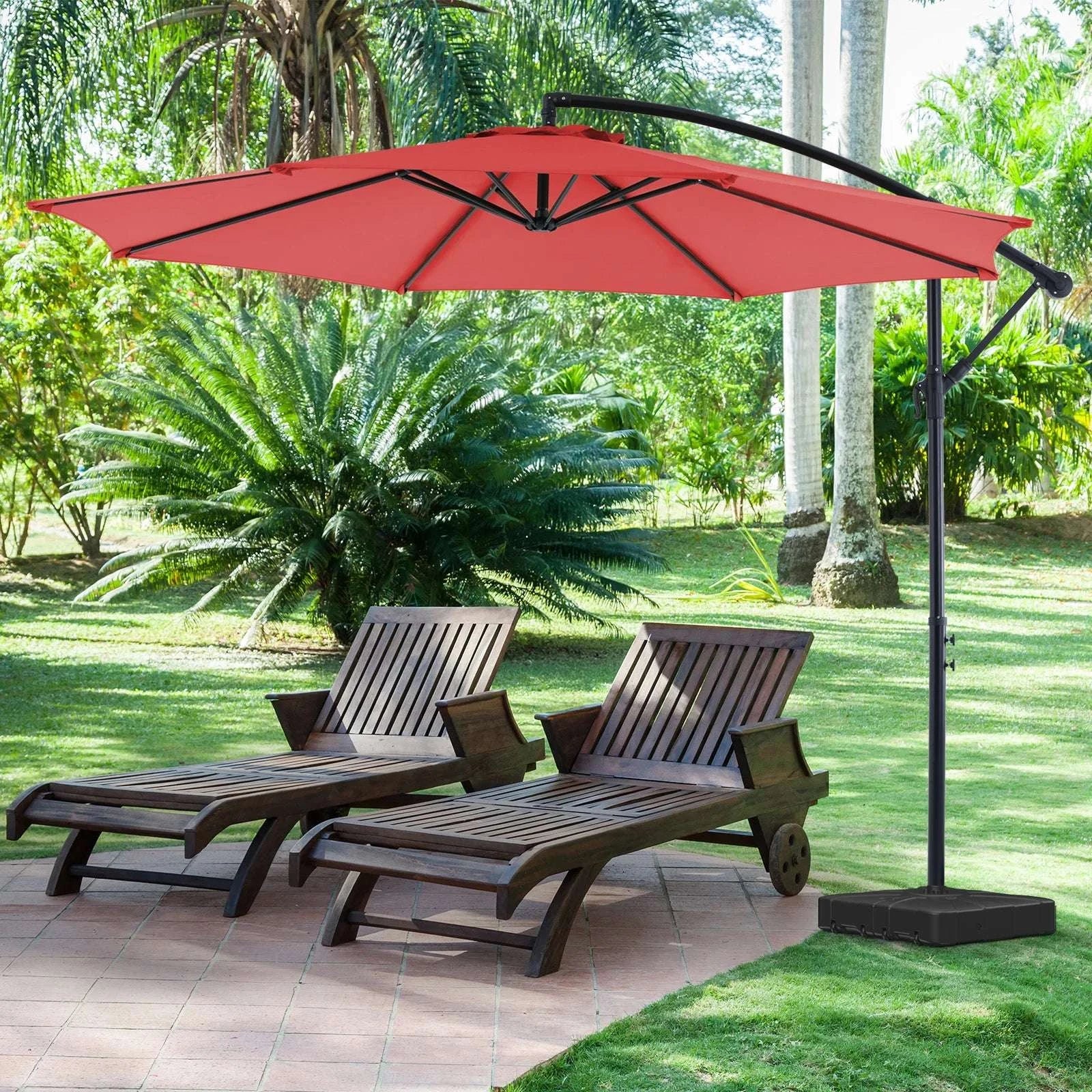 10FT Cantilever Patio Umbrella with Tilt & UV50+ Sun Protection-BLUE / United States