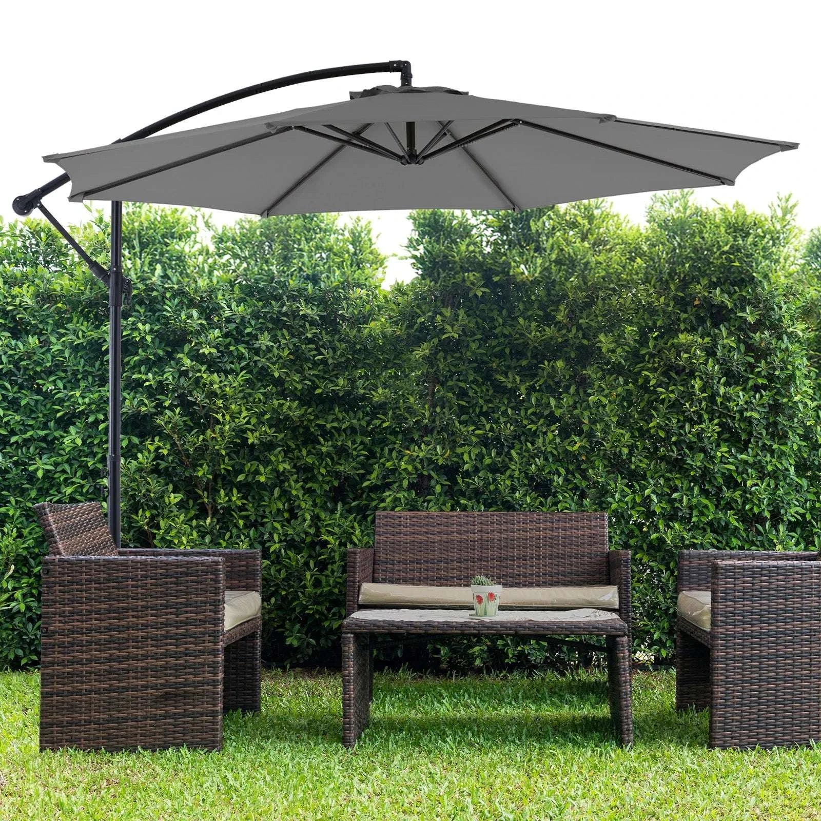 10FT Cantilever Patio Umbrella with Tilt & UV50+ Sun Protection-BLUE / United States