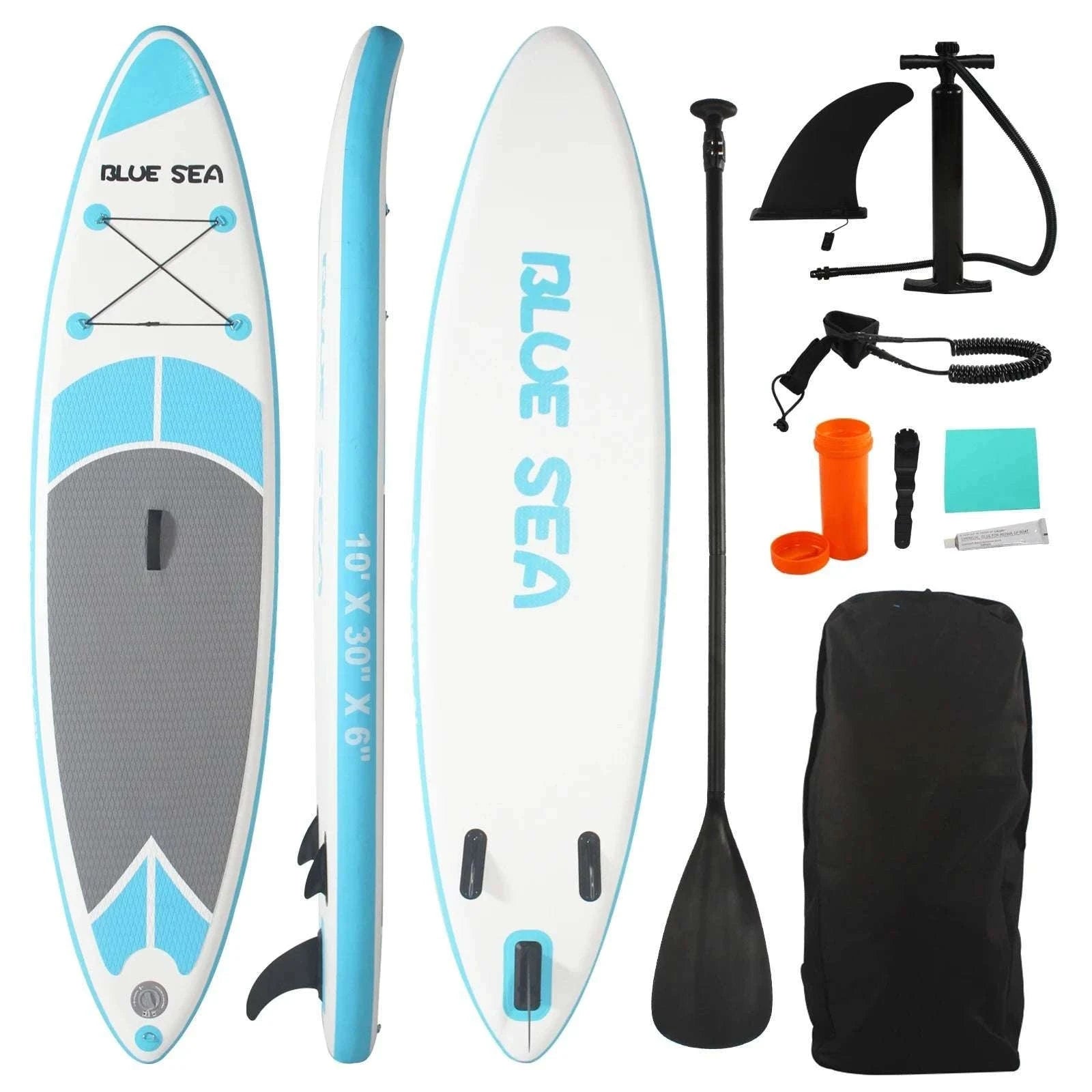 10ft Inflatable Stand Up Paddle Board with EVA Deck & Accessories-SKY BLUE / United States