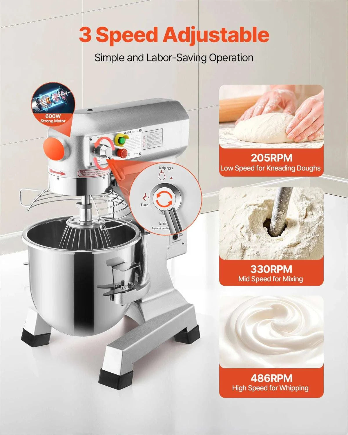10L Commercial Food Mixer with 3 Speeds & Stainless Steel Bowl-10L / United States
